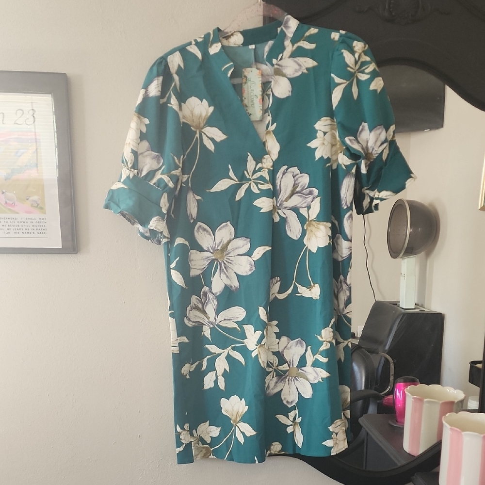 Floral Teal Dress